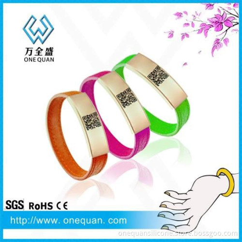 fashion customized reusable custom engraved leather id bracelet